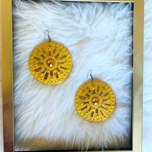 Round Yellow Earrings - Brand New